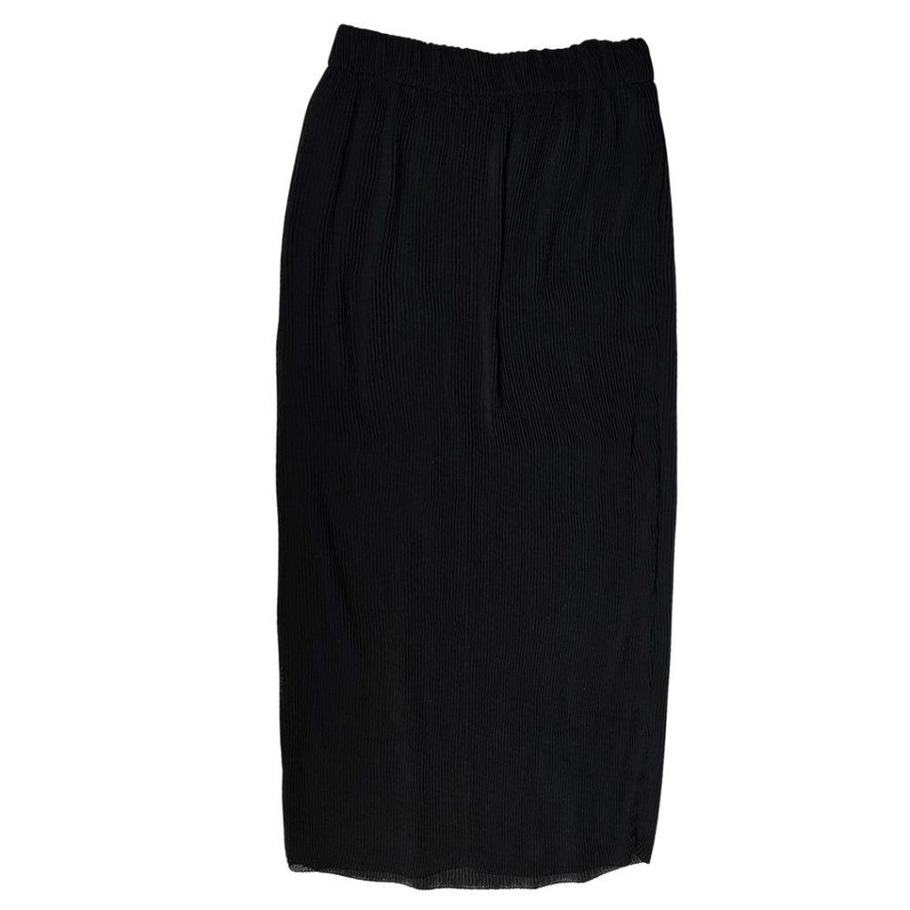 Black Sheer Mini Accordion Pleat Mini Skirt & Sheer Maxi Overlay Skirt Goth Punk